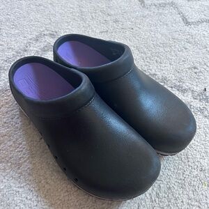 Dansko Black and Purple Mules